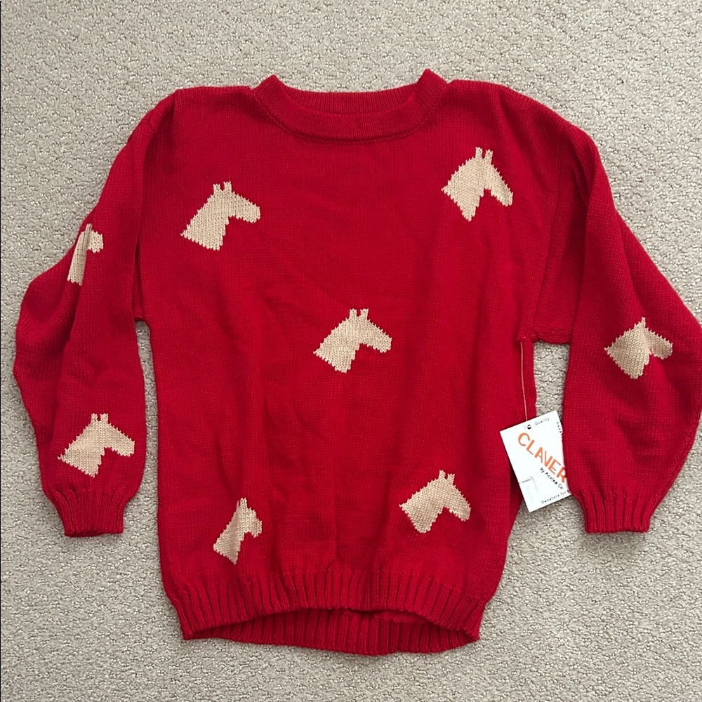 NWT Claver red horse sweater